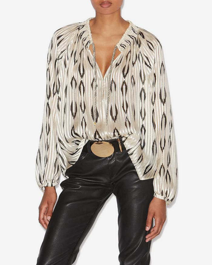 Isabel Marant BLOUSE SYRA Femme écru Et Noir