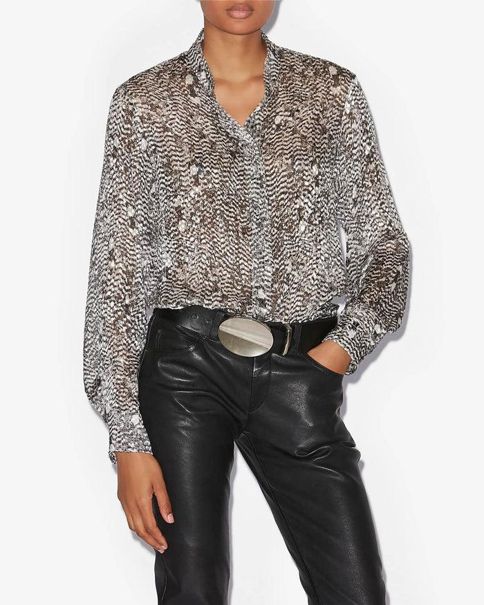 Isabel Marant CHEMISE ILDA Femme Noir Et écru