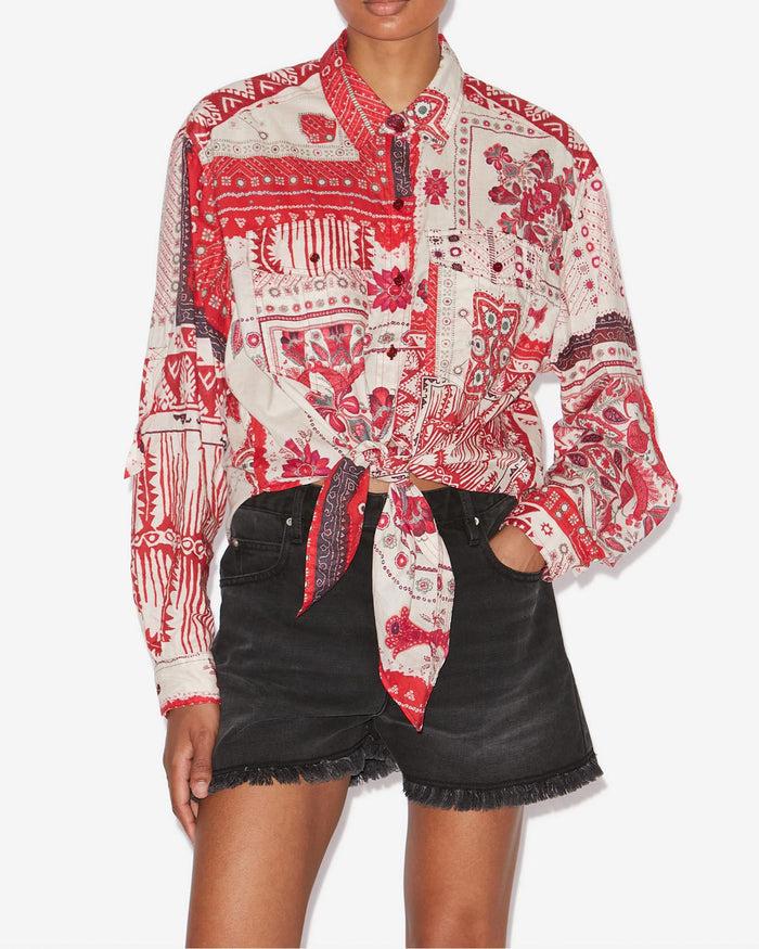 Isabel Marant CHEMISE NATHY Femme Rouge Et écru