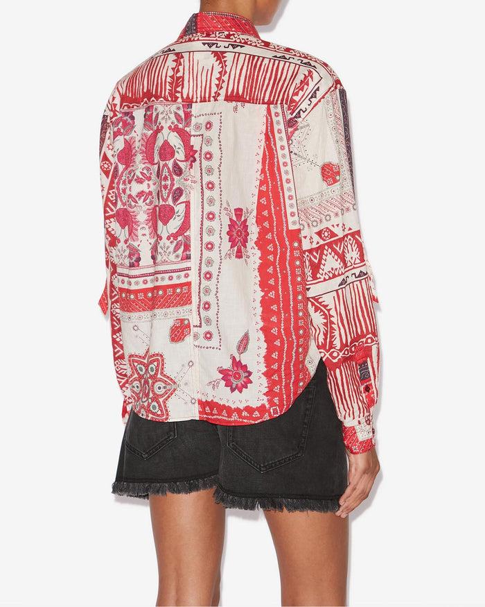 Isabel Marant CHEMISE NATHY Femme Rouge Et écru