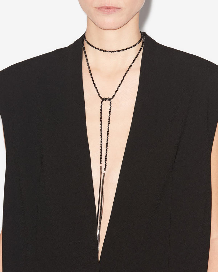 Isabel Marant Collier Emi Homme Noir-gris Métal