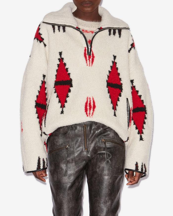 Isabel Marant MANTEAU MARNER Femme écru Et Rouge