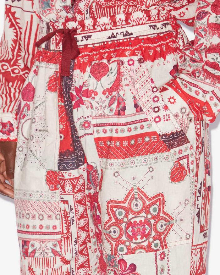 Isabel Marant PANTALON FEDORA Femme Rouge Et écru