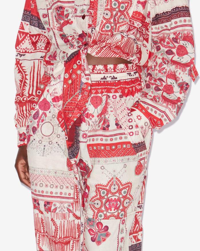 Isabel Marant PANTALON FEDORA Femme Rouge Et écru