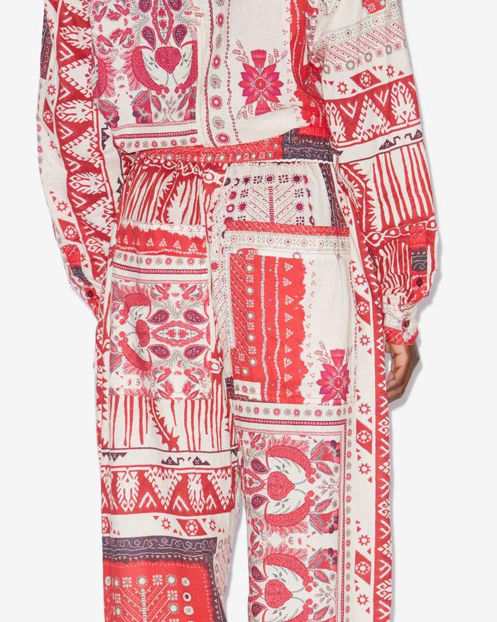 Isabel Marant PANTALON FEDORA Femme Rouge Et écru