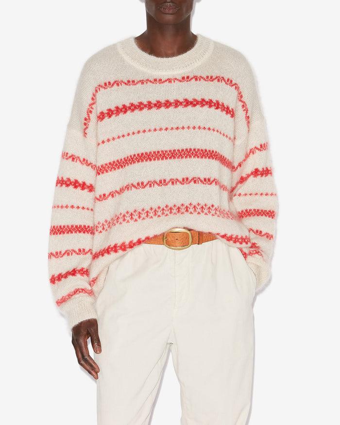 Isabel Marant PULL AMORY Homme écru Et Rouge