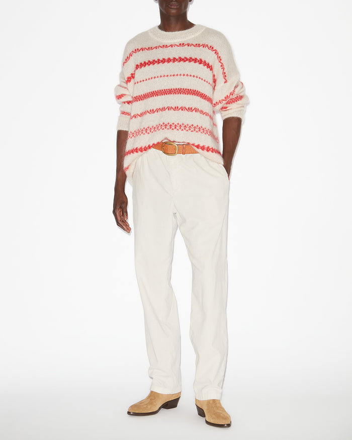 isabel marant PULL AMORY Homme écru et rouge