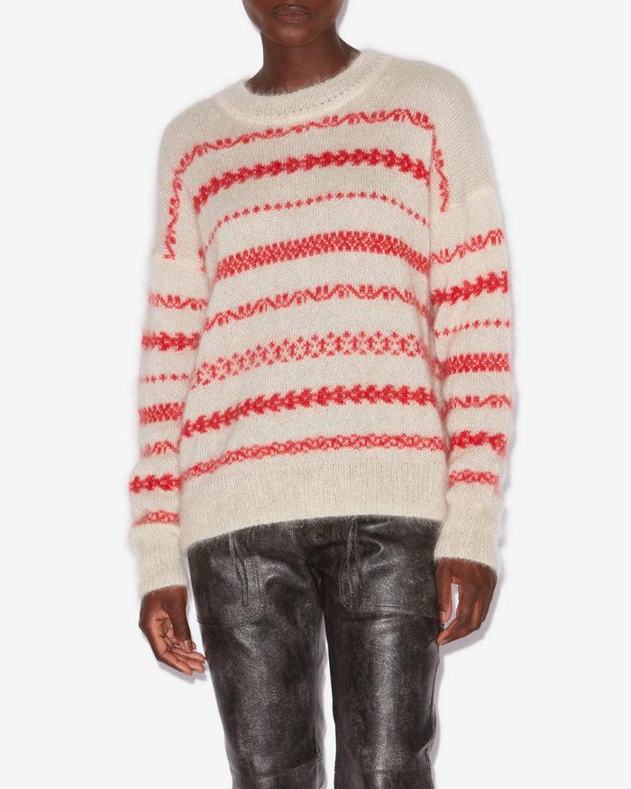 Isabel Marant PULL ARETHA Femme écru Et Rouge