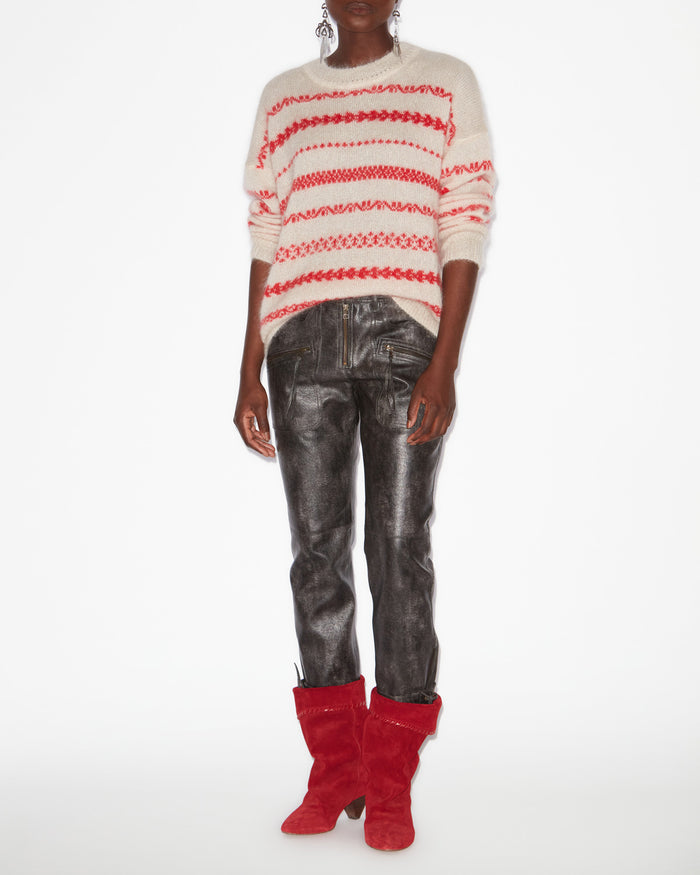 isabel marant PULL ARETHA Femme écru et rouge