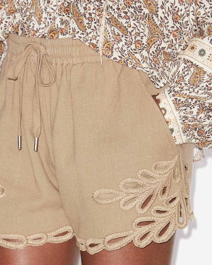 Isabel Marant SHORT SAFA Femme Clair Kaki