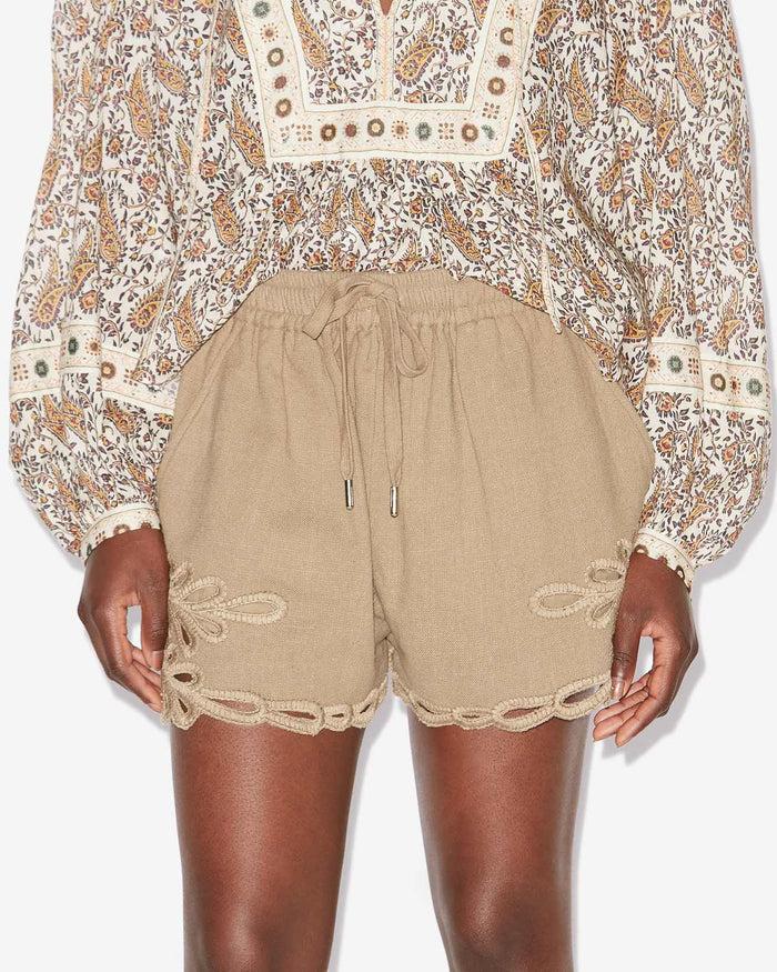 Isabel Marant SHORT SAFA Femme Clair Kaki