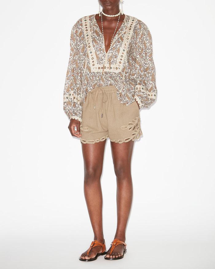 isabel marant SHORT SAFA Femme clair kaki