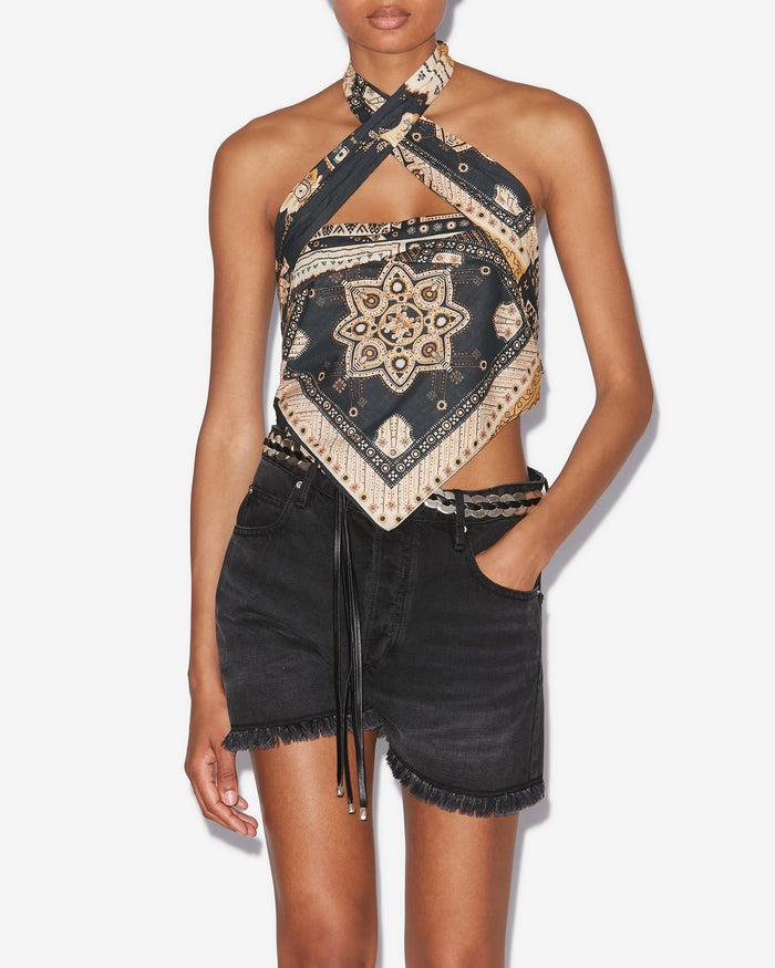 Isabel Marant TOP FEYZA Femme Noir-ocre