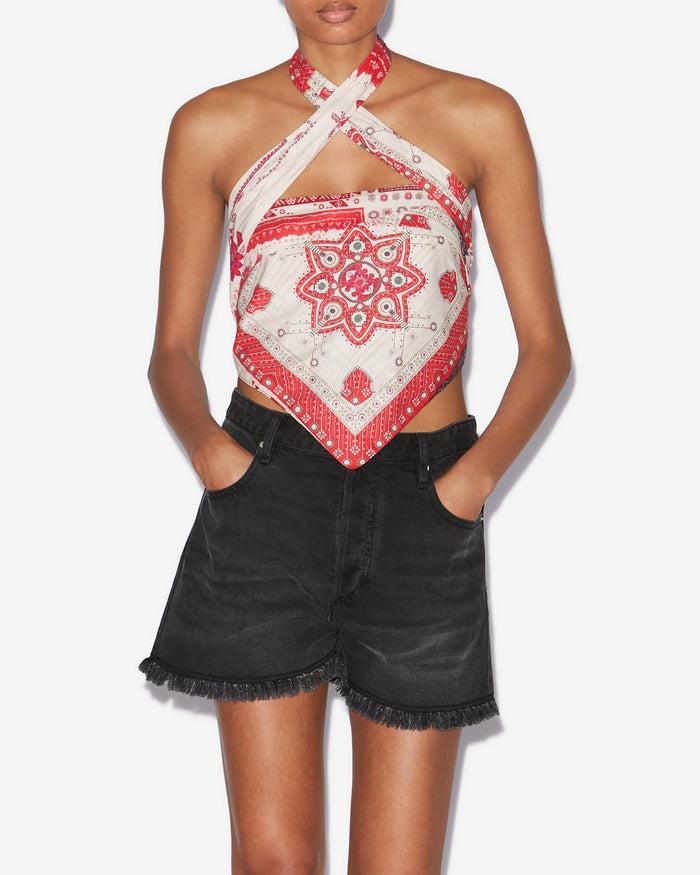 Isabel Marant TOP FEYZA Femme Rouge Et écru