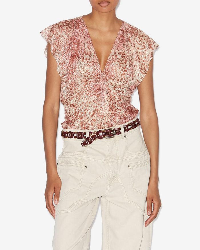 Isabel Marant TOP LONEA Femme Light Red/Ecru