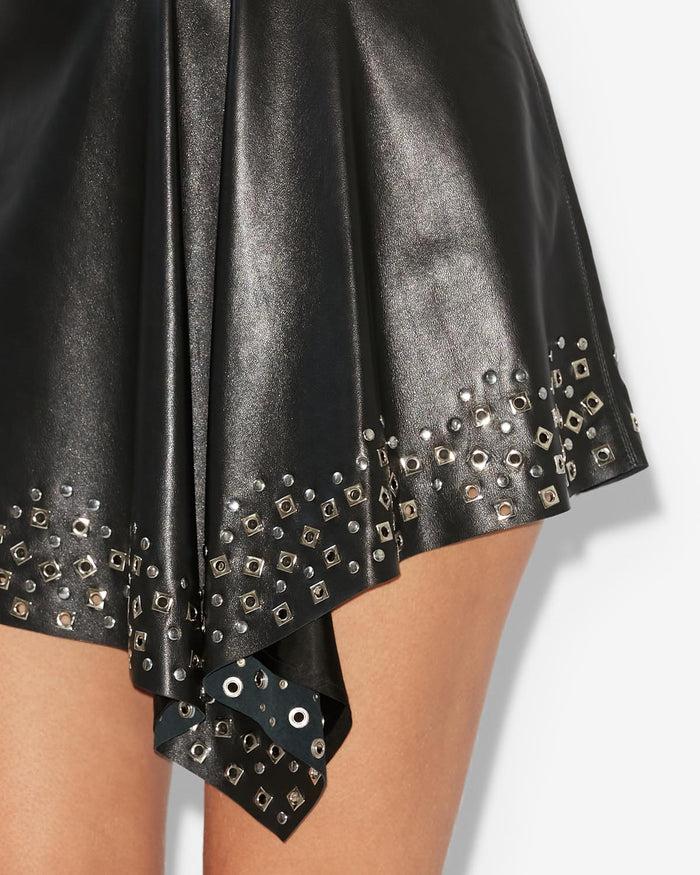 Isabel Marant Jupe En Cuir D'agneau Uni FURCY Femme Noir