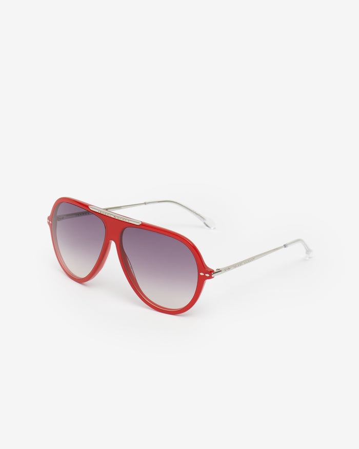 Isabel Marant Lunettes De Soleil Hera Femme Rouge Argenté-gris Foncé