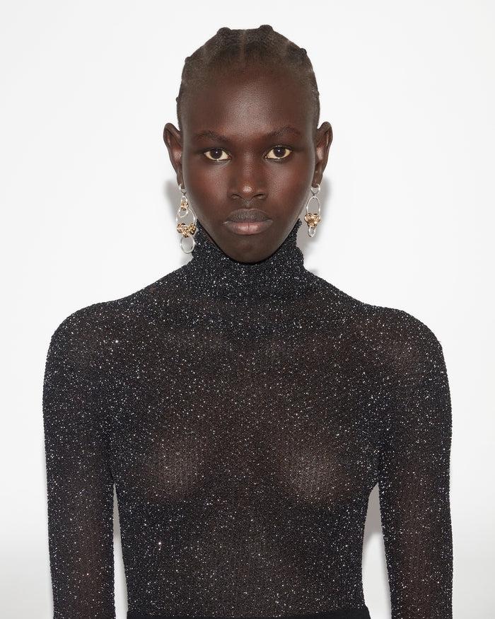 Isabel Marant Pull à Col Roulé IZZI Femme Noir Et Argenté