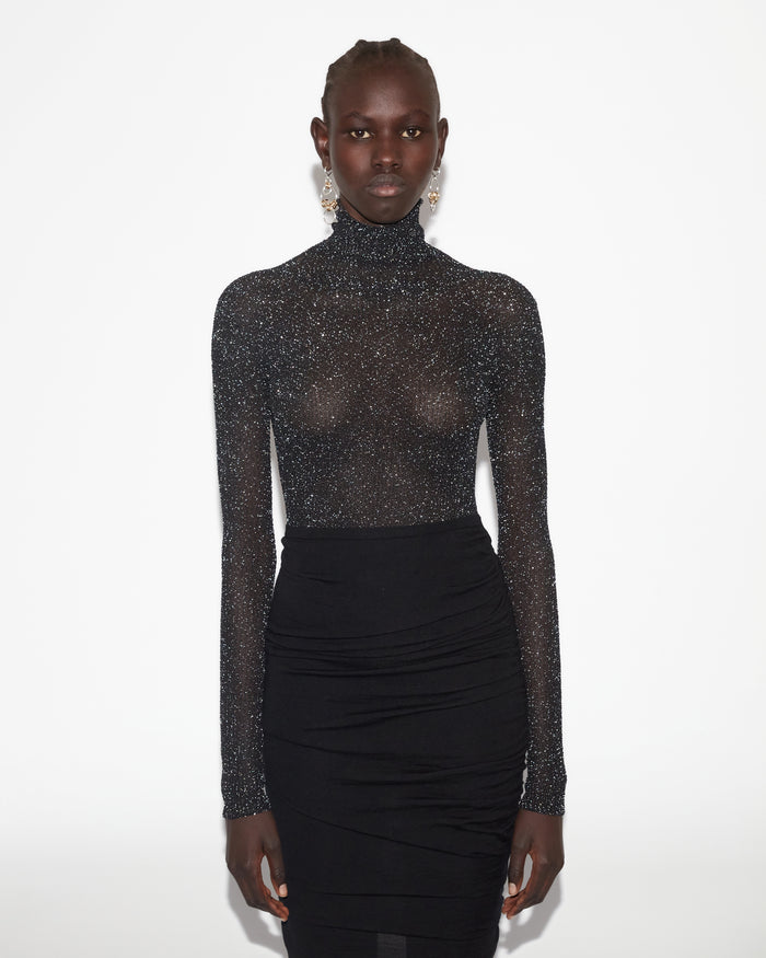 Isabel Marant Pull à Col Roulé IZZI Femme Noir Et Argenté