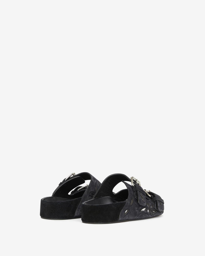 Isabel Marant Sandales Lennyo Femme Noir Estompé-argenté
