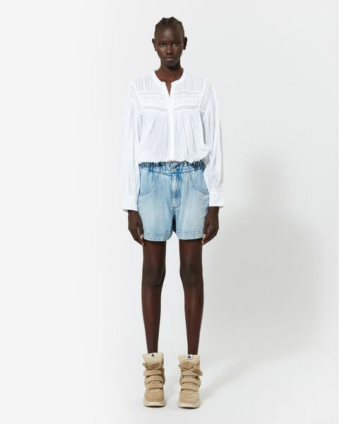 Isabel Marant Short En Denim Titea Femme Bleu Clair