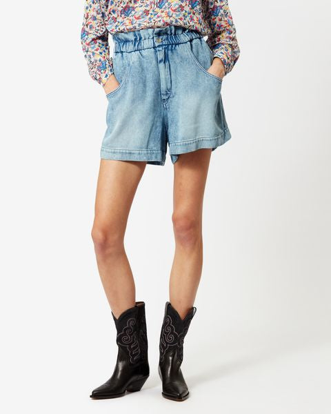 Isabel Marant Short En Denim Titea Femme Bleu Clair