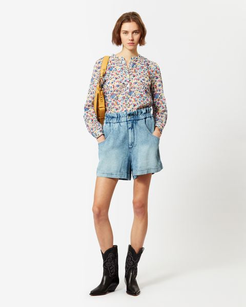isabel marant Short en Denim Titea Femme bleu clair