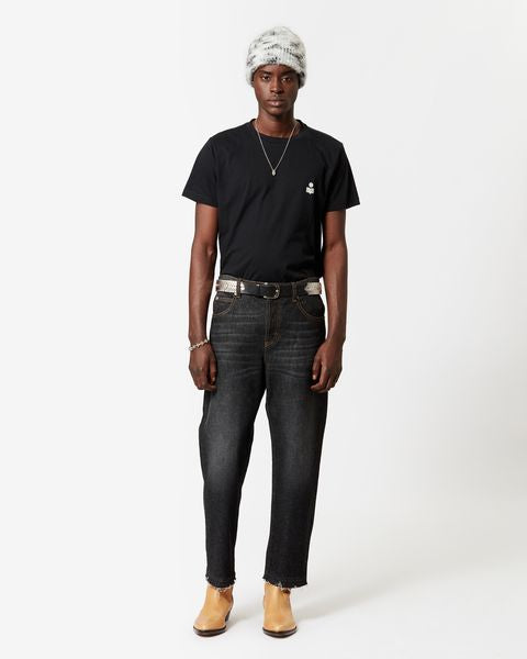 isabel marant T-Shirt Et Logo Zafferh Homme noir et écru
