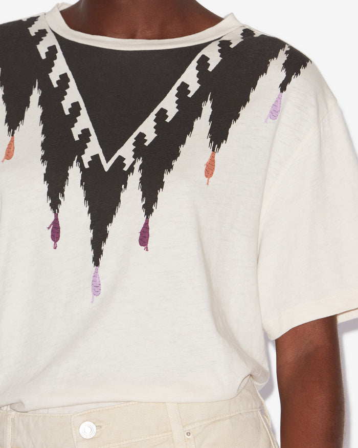 Isabel Marant T-SHIRT ZEWEL Femme écru-noir Estompé