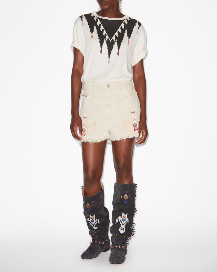 isabel marant T-SHIRT ZEWEL Femme écru-noir estompé
