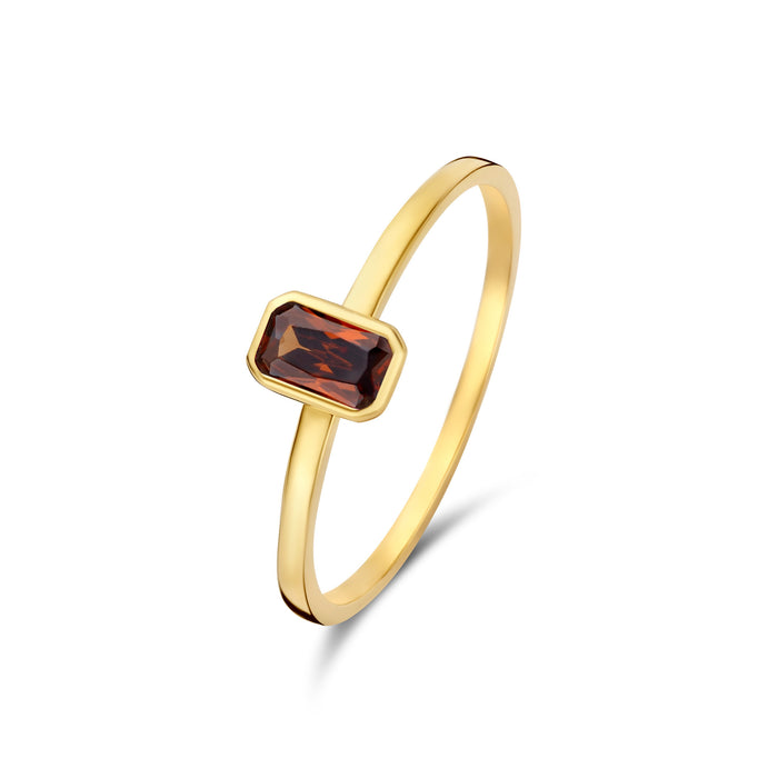 isabel bernard Baguette Brune bague en or 14 carats avec marron zircone