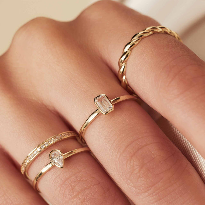 Isabel Bernard Baguette Genevieve Bague En Or 14 Carats Avec Blanc Zircone