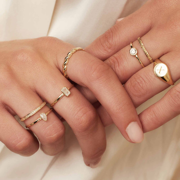 Isabel Bernard Baguette Genevieve Bague En Or 14 Carats Avec Blanc Zircone