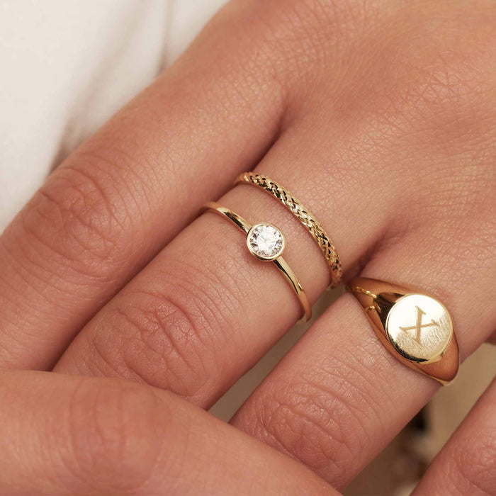 Isabel Bernard Baguette Genevieve Bague En Or 14 Carats Avec Blanc Zircone