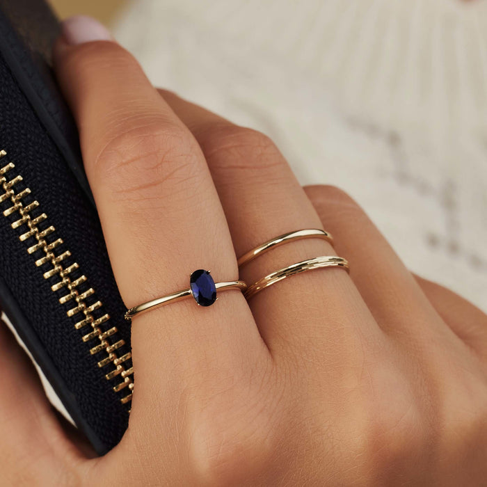 Isabel Bernard Baguette Nila Bague En Or 14 Carats Et Oxyde De Zirconium Bleu