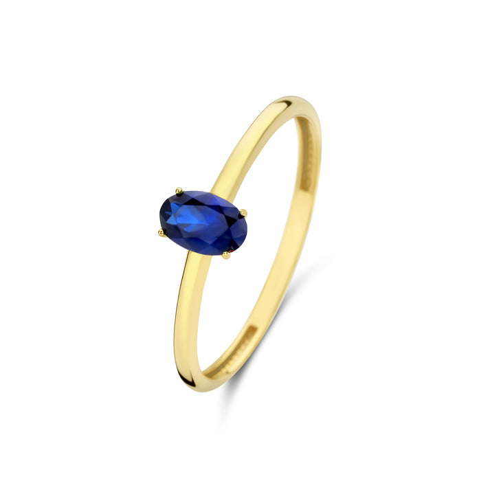 isabel bernard Baguette Nila bague en or 14 carats et oxyde de zirconium bleu