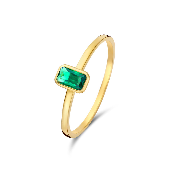 isabel bernard Baguette Olivia bague en or 14 carats avec vert zircone