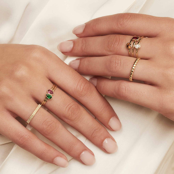 Isabel Bernard Baguette Roux Bague En Or 14 Carats Avec Rouge Zircone