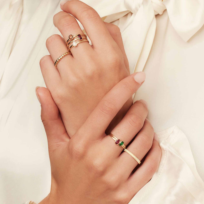 Isabel Bernard Baguette Roux Bague En Or 14 Carats Avec Rouge Zircone