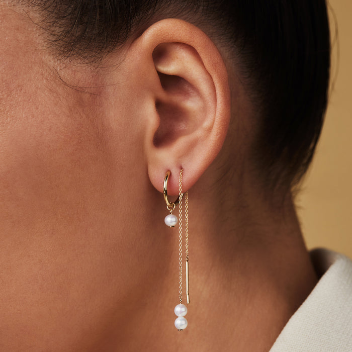 Isabel Bernard Belleville Luna Créoles En Or 14 Carats Avec Perle D'eau Douce