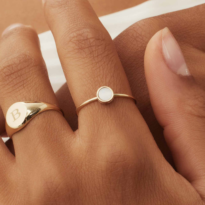Isabel Bernard Belleville Nova Bague En Or 14 Carats Avec Nacre