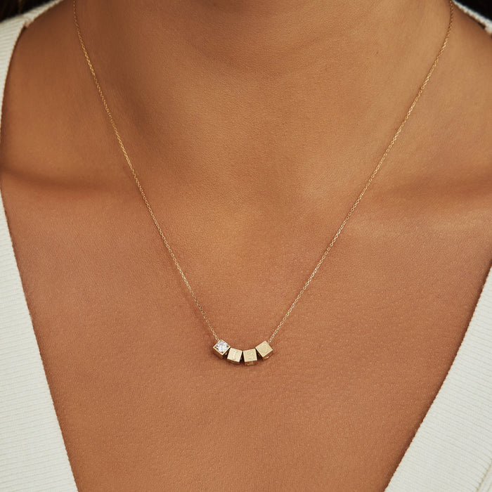 Isabel Bernard Cadeau D'Isabel Breloque Cube En Or 14 Carats Avec Pierre De Zirconium Et Or Collier Coffret Cadeau