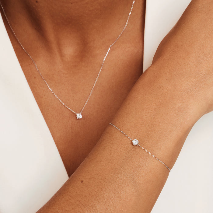 Isabel Bernard Cadeau D'Isabel Coffret Cadeau Collier Et Bracelet En Or Blanc 14 Carats