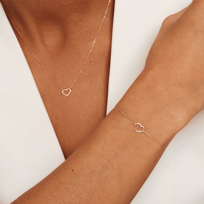 Isabel Bernard Cadeau D'Isabel Coffret Cadeau Collier Et Bracelet En Or Rose 14 Carats Avec Cœur