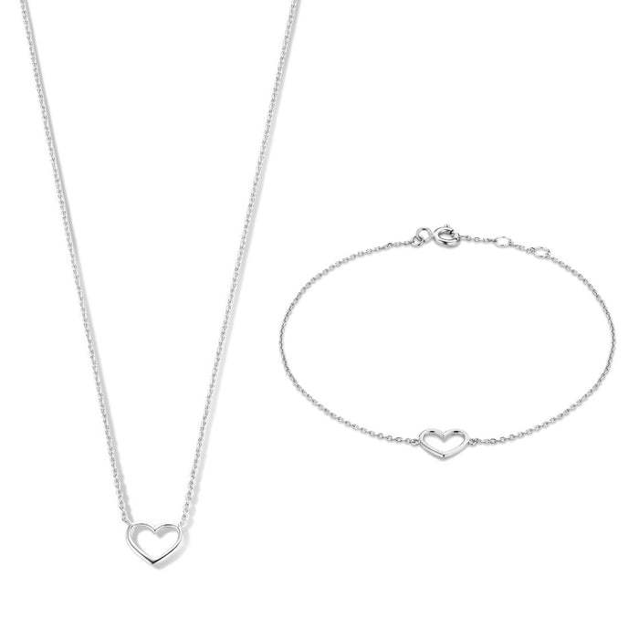 isabel bernard Cadeau d'Isabel coffret cadeau collier et bracelet en or blanc 14 carats avec cœur