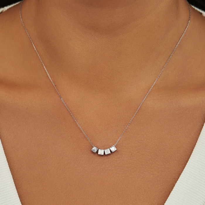 Isabel Bernard Cadeau D'Isabel Cube En Or Blanc 14 Carats Avec Pierre De Zirconium Et Or Blanc Collier Coffret Cadeau