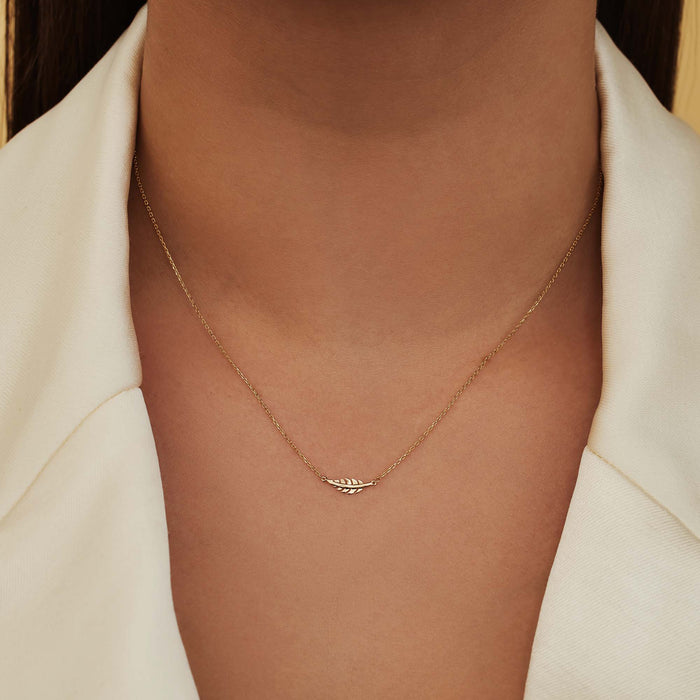 Isabel Bernard Cadeau D'Isabel Ensemble De Collier En Or 14 Carats Et Boucles D'oreilles Avec Plume