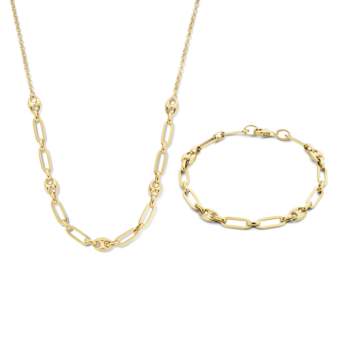 isabel bernard Cadeau d'Isabel ensemble de collier et bracelet en or 14 carats avec chaînes