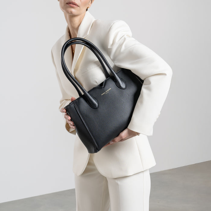 Isabel Bernard Cadeau D'Isabel Ensemble De Sac à Main En Cuir De Veau Noir Et Portefeuille Zippé