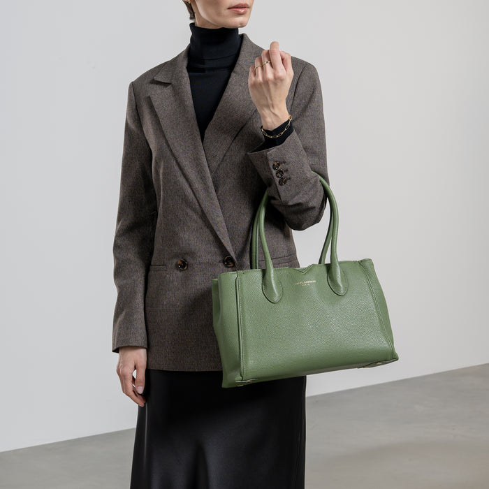 Isabel Bernard Cadeau D'Isabel Ensemble De Sac à Main En Cuir De Veau Vert Et Portefeuille Zippé